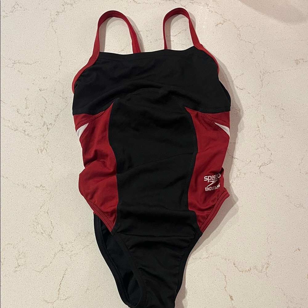 Speedo Endurance Kids Swim One Piece - Black and Red